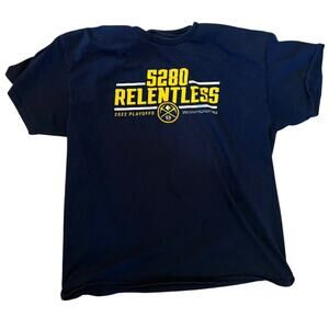 Men’s Denver Nuggets 2022 Playoffs 5280 Relentless Navy T-Shirt Size L No Tag